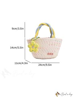 BirdinBag - Versatile Womens Handbag: 2023 Summer Floral Woven Bag for Work, with Handle and Shoulder Strap Pink Single Handle Bag For Daily Use, Spring Mobile Phone Bag For Daily Use, Casual Yellow Portable Bag, Mobile Phone Bag For Daily Use In Spring, Portable Handheld Straw Bag For Daily Use, Cute Spring Bags For Everyday Use, Portable Yellow Bag As Gift, Spring Gift Rectangular Bucket Bag, Spring Tote Bag With Mobile Phone Pocket