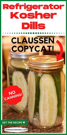 Canning jars filled with dill pickles. Pickles Homemade Easy, Refrigerator Pickles Dill, Refrigerator Pickle Recipes, Easy Pickling Recipes, Homemade Pickles Dill, Pickled Vegetables Recipe, Kosher Dill Pickles, Pickle Recipes Homemade, Dill Pickle Recipe