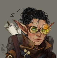 Firbolg Cosplay, Dnd Steampunk Character, Elven Artificer, Dnd Rogue Character Design, Halfling Artificer, Dnd Npc Ideas, Elf Dnd Character, Artificer Character Design, Elf Artificer