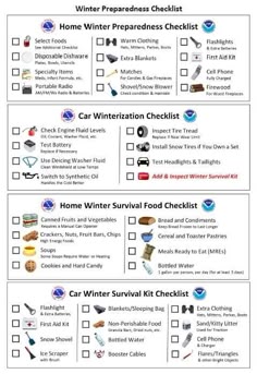 the winter survival checklist is shown here