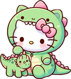 hello kitty and her baby dinosaur