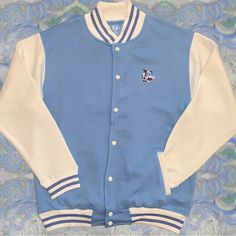 Varsity Track Jacket - Gentleman Apparels Baby Blue & White Light Blue Letterman Jacket, Light Blue Varsity Jacket, Carhartt Denim Jacket, Brown Leather Motorcycle Jacket, Dear Daniel, Light Blue Jacket, Members Only Jacket, Event Outfit, Letterman Jacket