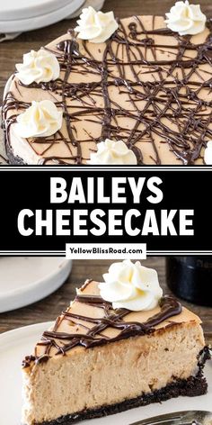 a slice of bailey's cheesecake on a plate