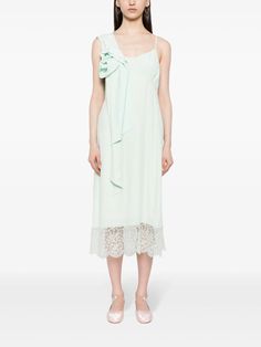 Simone Rocha Pressed Rose Slip Dress - Farfetch Versace Outfit, Yoko London, Ballet Flat Shoes, Lady Dior, Coat Dress, Mid Length, Green Dress, Denim Dress, All Fashion