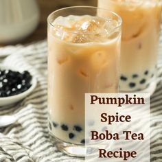 pumpkin spice boba tea recipe in two glasses