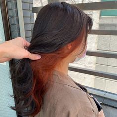 Ginger Underneath Hair, Brown Hair Ginger Underneath, Black Hair With Ginger Underneath, Orange Underdye Hair, Ginger Underdye Hair, Orange Peekaboo Hair, Ginger Peekaboo Hair, Undercolor Hair