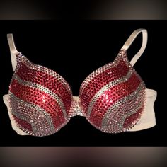 Welcome, Gorgeous Sparkly Crystal Rhinestone Bra! Made To Last Permanent Design Can Be Worn Many Times With All Different Outfits For Dancers Or Costumes! Looks Fab Underneath A Sheer Top Or Dress! Colours;Light Rose Pink Fuchsia Pink Crystal To Make Colour Changes;Add To Bundle Comment Or Send A Message, Style; Standard Padded Cups If You Would Like Extra Padding Or Natural Boost (No Padding) Or Don’t See Your Size Available Please Add To Bundle To Discuss Comment Or Send A Message After Purcha Rhinestone Bra Diy, Art Bra, Rhinestone Pasties, Bedazzled Bra, Burlesque Bra, Decorated Bras, Bra Ideas, Bling Bra, Bead Bra