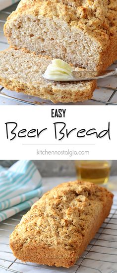 a loaf of beer bread sitting on top of a cooling rack