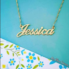 Order any name for your solid 14K gold Classic Jessica style nameplate necklace.... A great personalized custom made gift for any occasion!! Birthday, Graduation, or any Holiday! *Both the nameplate and chain are all solid 14k gold. *Stamped for authenticity 14K. *10.5-11 mm tall first capital letter. *This listing is for one (1) name with one (1) capital letter for this low price. If you have a special order, please write to me any time. 🍋 *The nameplate is .4 mm thinner, or I can make DOUBLE Jessica Name, Nameplate Necklace, Wishes For You, Necklace Personalized, Box Chain, Name Plate, Name Necklace, Personalized Custom, Low Price