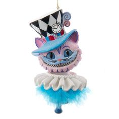 a cat ornament hanging from a chain