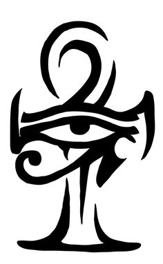 an egyptian symbol with the eye of horush in black on a white background