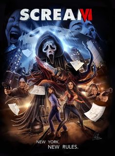 scream movie poster with the characters from scream and new rules on it's back