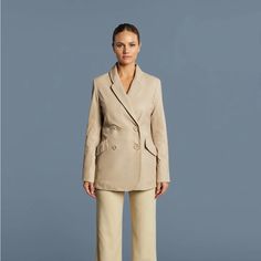 Bod & Christensen Melodie Blazer Women’s Size M Nwt $650 Shell 100% Lamb Leather Lining 100% Polyester Dry Clean By Leather Expert Only Buttery Soft Blazer With Front Pockets, Rear Vent And Unexpected Low Cut In Back. Approx Measurements In Photos. Chic Beige Semi-formal Outerwear, Beige Semi-formal Outerwear For Spring, Semi-formal Beige Outerwear For Spring, Semi-formal Spring Beige Outerwear, Spring Semi-formal Beige Outerwear, Luxury Linen Workwear Outerwear, Chic Khaki Double-breasted Blazer, Beige Linen Outerwear For Office, Business Linen Outerwear