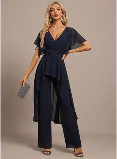 JJ's House Pleated Sequins Appliques Lace Chiffon V-Neck Fall Spring Jumpsuit/Pantsuit General Plus Jumpsuit/Pantsuit Size Chart No Leg Slit Scoop Back Zip Simple Elegant Black Tie Other Colors Height:5.8ft（176cm） Bust:32in（82cm）Waist:24in（61cm）Hips:35in（89cm） No Fl. #JJ's House #Pleated #Sequins #AppliquesLace #Chiffon #VNeck #Fall #Spring #JumpsuitPantsuit #General #Plus #JumpsuitPantsuitSizeChart #NoLegSlit #Scoop #BackZip #Simple #Elegant #BlackTie #OtherColors #No #Fl Bride Jumpsuit, Spring Jumpsuits, Solid Color Jumpsuits, Trendy Jumpsuit, Jumpsuits And Rompers, Sequin Appliques, Chiffon Evening Dresses, Lace Evening Dresses, Jumpsuit With Sleeves