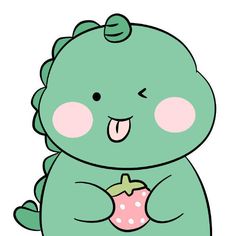 a green cartoon bear holding a cupcake