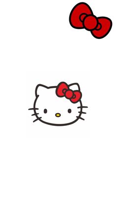 the hello kitty wallpaper is red and has two bows on it's head