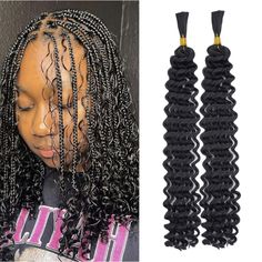 PRICES MAY VARY. Natural Look: Our deep wave bulk hair for braiding is made from top-quality synthetic fiber, especially resembles the touch and feel of human hair, Blends perfectly with your hair. Makes your hair look more real. Advantage of Curly Braiding Hair: Premium materials can be easily braided into your own hair, making the braiding process quick and hassle-free. It is incredibly soft, smooth, closely resembling natural human hair. It effortlessly creates a more natural-looking hairstyl Burgundy Faux Locs, Wavy Braiding Hair, Sleek Waves, Wavy Hair With Braid, Curly Braiding Hair, Curly Crochet Hair Styles, Crochet Needle, Curly Hair Extensions, Natural Human Hair