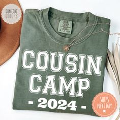 If you're looking for a thoughtful and practical gift, our apparel is sure to be appreciated by anyone who receives it. These cousin camp tshirts are handmade to order on an ultra-soft shirt that will quickly become your go-to apparel item! Our trendy cousin tees are made with eco-friendly water-based ink that feels good and lasts longer! You will never want to take it off! ♥Sizing info♥ *Unisex sizing. *Order your true size for a more fitted feel. Size up for a slouchier look ♥Care Instructions♥ *Wash on cold *Hang dry or tumble dry on low heat *Non-chlorine bleach only *Do not iron directly on the design ♥Shipping♥ 🚚Every order (no matter how large) ships same or next business day! We want you to receive your garment as quickly as you can so you can start enjoying it! 📦Free shipping ♥H Cousin Camp Ideas, Cousin Camp Shirt, Hiking Gift Ideas, Family Camping Shirts, Pillow Treats, Cousin Shirts, Cousin Camp, Cute Camping, Class Shirts