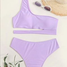 Brand New Shein Swimsuit! The Bottoms Were Too Small But Super Cute! Cute Swimsuits For Teenagers Two Piece Shorts, Cute Bathing Suits For Kids 13, Preppy Bathing Suits For Teens, Swimwear Shein, Preppy Swimsuit, Purple Bathing Suit, Purple Aesthetics, Swimsuit Shein