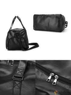 BirdinBag - Black PU Travel Bag: Shoe Compartment, Wet/Dry Separation, Large Capacity, Multi-functional for Daily Storage, Business Trips, Sports, Travel Practical Black Travel Bag With Zipper Pocket, Versatile Black Travel Bag With Zipper Pocket, Rectangular Sports Bags With Zipper Closure, Black Shoulder Bag With Zipper Pocket For Sports, Multifunctional Gym Bag With Zipper Closure, Black Multifunctional Gym Bag, Multifunctional Black Gym Bag, Black Travel Bag With Zipper Pocket For School, Large Capacity Black Shoulder Bag For Gym