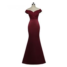 Burgundy Mermaid Sweetheart Cap Sleeves Beaded Long Bridesmaid Dress - Uniqistic.com Short Wedding Gowns, Burgundy Evening Dress, Party Wedding Dress, Gown Bridesmaid, Mermaid Sweetheart, Wedding Dresses 2018, Preppy Dresses, Cheap Bridesmaid Dresses, Long Evening Gowns