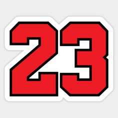 the number twenty two sticker in red and black on a white background with text underneath it