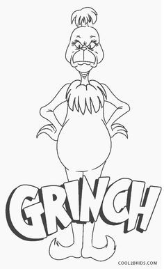 a cartoon character standing in front of the word grunch