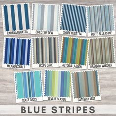 blue striped swatches with different colors