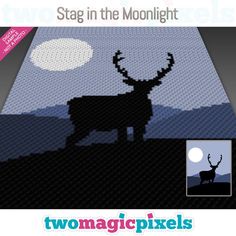 an image of a deer with the moon in the background and text that reads,'stag in the moonlight '