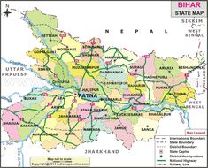 a map of the state of india with major cities and roads in different colors on it