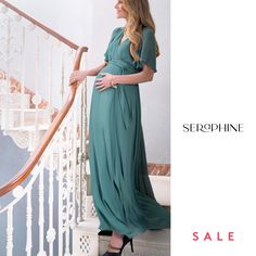 Soft, flattering & utterly feminine, Seraphine's Sage Green Maxi Maternity & Nursing Wrap Dress is a stunning style for special occasions - we love it for weddings. Elegant V-neck Maternity Gown, Chic Floor-length Maternity Dress, Elegant Maternity Flowy Gown, Elegant Floor-length Maternity Dress For Wedding, Elegant Floor-length Flowy Maternity Dress, Elegant Green Maternity Dress For Party, Elegant Green Maternity Party Dress, Elegant Floor-length Maternity Dress For Summer, Fitted Maternity Bridesmaid Dress For Summer