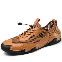 Category:Sneakers; Upper Materials:Mesh,Microfiber; Lining Materials:Mesh; Gender:Men's; Toe Shape:Round Toe; Outsole Materials:Rubber; Closure Type:Lace-up; Function:Comfortable,Slip Resistant; Listing Date:08/07/2024; 2024 Trends:Handmade Shoes Date Shoes, Fall Sneakers, Mesh Flats, Moccasins Mens, Summer Flats, Outdoor Summer, 2024 Trends, Mesh Shoes, Brown Sneakers