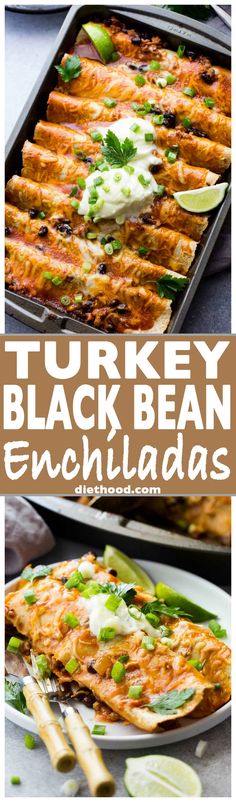 turkey black bean enchiladas with cilantro and lime