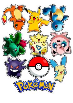 the pokemon stickers are all different shapes and sizes