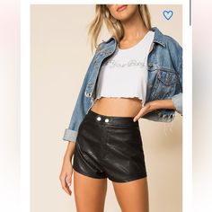 Great Condition, Never Worn Trendy Faux Leather Bottoms For Day Out, High Waisted Floral Shorts, Royal Blue Shorts, Black Leather Shorts, Cream Shorts, French Terry Shorts, Zipper Shorts, Terry Shorts, Belted Shorts