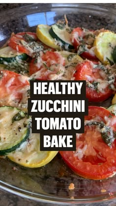 tomatoes, zucchini and other vegetables on a glass plate