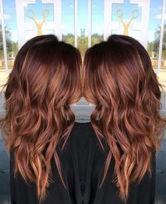 Red Carmel Highlights On Brown Hair, Cowboy Copper Hair Color Brunette, Dark Auburn Hair Color With Highlights Caramel Red, Copper Red Balayage Hair Brunettes, Fall Balayage Brunette Red, Red Brown Hair Balayage, Light Red Balayage, Brunette And Copper Hair, Balayage Hair Red Auburn