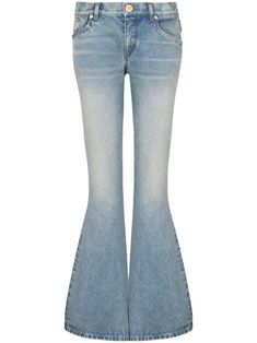 Find BALMAIN Western Low-rise Bootcut Jeans on Editorialist. light blue cotton denim light wash Western style embroidered logo to the rear low-rise flared button fly fastening belt loops classic five pockets Latina Flare Jeans, Rapunzel Quinceanera, Silver Closet, Blue Flared Jeans, Western Logo, Balmain Jeans, Low Rise Bootcut Jeans, Jeans Low Rise, Wardrobe Edit