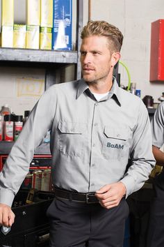 Shop fit to size mechanic work shirts. Design yours with logos and slogans for impactful branding. Shop today at https://www.apparelnbags.com/automotive-dealership-uniforms/custom-shirts.htm #apparelnbags #workwear #mechaniclife #garagefashion #autorepair #shopapparel #GarageWear #mechanicapparel Mechanic Shirt, Mechanic Life, Mechanic Shirts, Shirts Design, Work Shirts, Shirts For Men, Dress Shirts, Custom Shirts, Work Wear