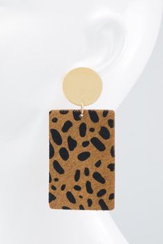 Rectangle shaped genuine leather animal print dangle earrings Genuine LeatherAPPROX. L 3 /4" W 1.25"Nickel, Lead Compliant Original Wedding Gifts, Leopard Earrings, Buffalo Print, Live Painting, Healing Arts, Art Programs, Pet Necklace, Rectangle Shape, Bracelet Gift