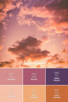 the sky is filled with different shades of pink and purple, as well as white clouds