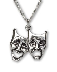 PRICES MAY VARY. Made out of a high quality pewter with an anti-tarnish finish Hand rubbed with an anti-tarnish finish to bring out detail Pendant is 1 inch long x 1 inch wide 20 inch curb neckchain included with purchase Hand crafted and MADE IN USA Drama Theater, Comedy Tragedy Masks, Tragedy Mask, Comedy And Tragedy, Drama Theatre, Pewter Pendant, Metal Clay, Fashion Jewelry Necklaces, Metal Jewelry