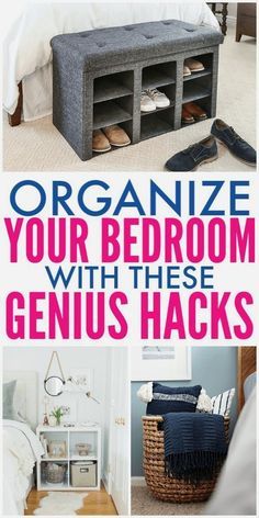 an organized bedroom with genius hacks