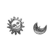 Sun and Moon Earrings, Sun and Moon Earrings, Graduation Gift, Mismatched Earrings, Sun Earrings, Mo Earrings Asymmetrical, Sun And Moon Earrings, Simple Silver Earrings, Carved Jewelry, Simple Silver Jewelry, Asymmetrical Earrings, Moon Studs, Mismatched Earrings, Stud Jewelry