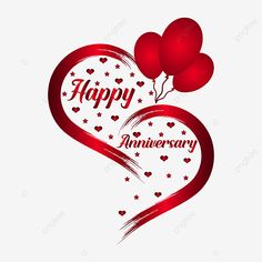 happy anniversary card with heart shaped balloons on white background, valentines day, greeting card png and psd