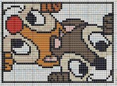 a cross stitch pattern with an image of two cartoon characters in the middle, and one is