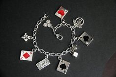 Gambling Bracelet.  Poker Charm Bracelet. Poker Bracelet. Gambler Bracelet. Silver Bracelet. Casino Bracelet. Handmade Jewelry. by GatheringCharms from Gathering Charms by Gilliauna. Find it now at https://ift.tt/22T1Jdi! Poker Accessories, Handmade Charm Bracelets, Rustic Crafts, Girl Pfp, Valentines Sale, Silver Plated Bracelet, Earrings Diy