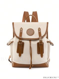 BagForLove - Medium Colorblock Flap Backpack with Stylish Buckle Decoration