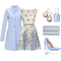 60's pretty light blue outfit, created by smilenka on Polyvore - great for a fancy spring event (not that I ever go to any of those...) فستان سهرة, Blue Outfit, Looks Chic, Mode Vintage, Mode Inspiration, Daily Inspiration, Look Fashion, Modest Fashion, Classy Outfits