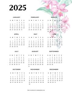 a calendar with pink flowers on it